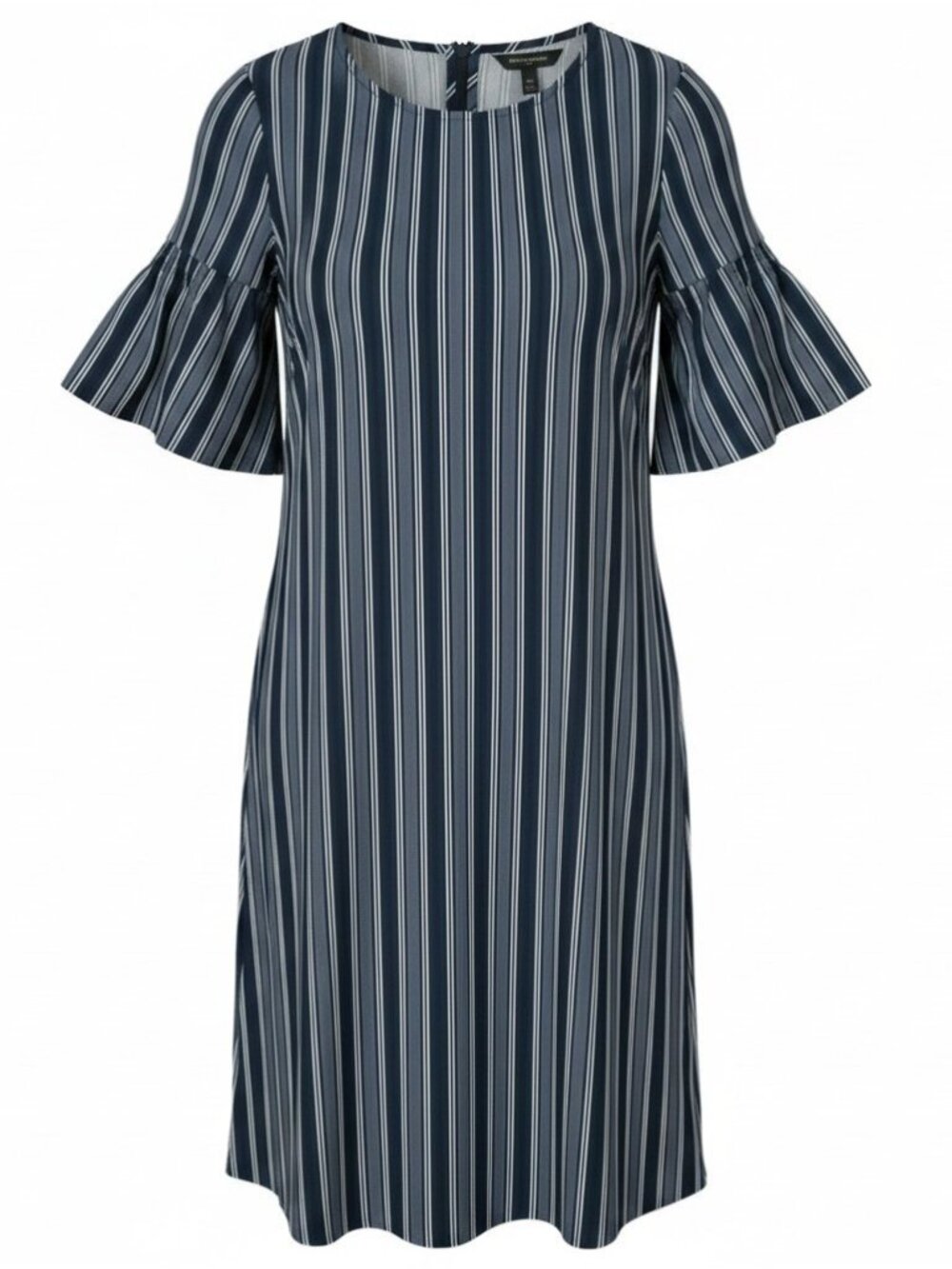 Banana Republic Dress Womens 10 Navy Blue Striped Shift Bell Sleeve Knee Length